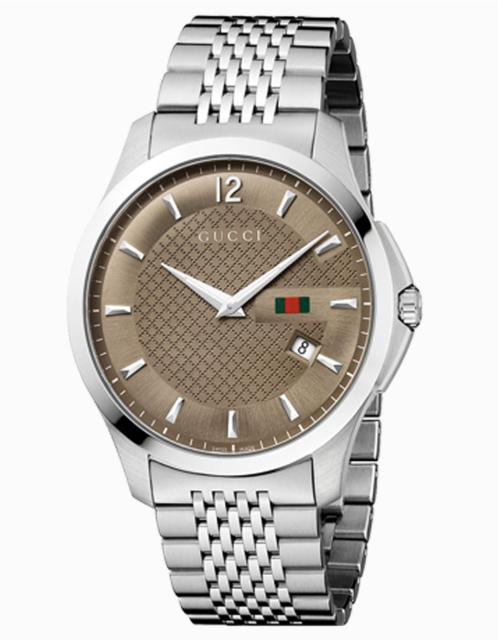 Gucci Stainless Steel Brown Dial Chain Link Watch in Silver for Men Lyst