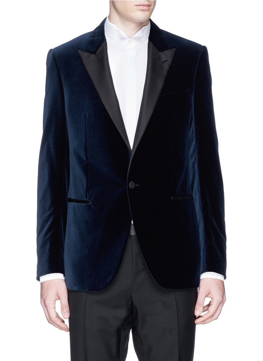 Lyst Lanvin Satin Lapel Velvet Tuxedo Blazer in Blue for Men