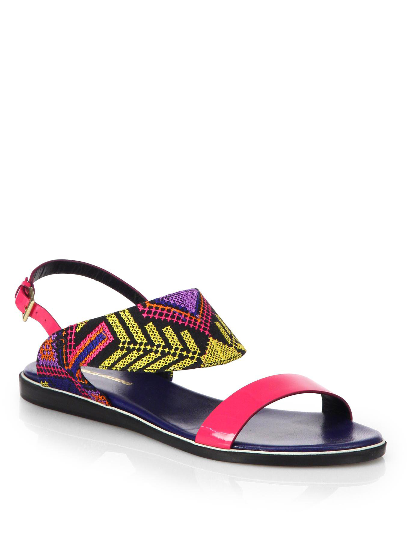 Nicholas Kirkwood Mexican Pink Embroidered Sandals in Pink | Lyst