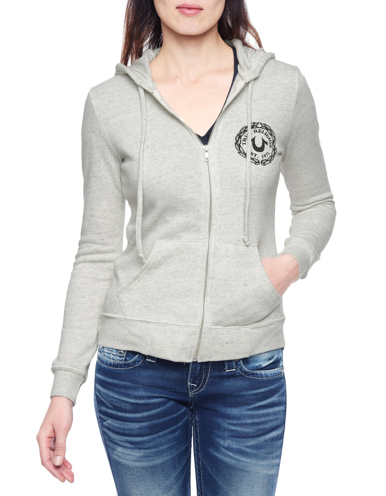 True religion Hand Picked Crystals Womens Hoodie in Gray Lyst