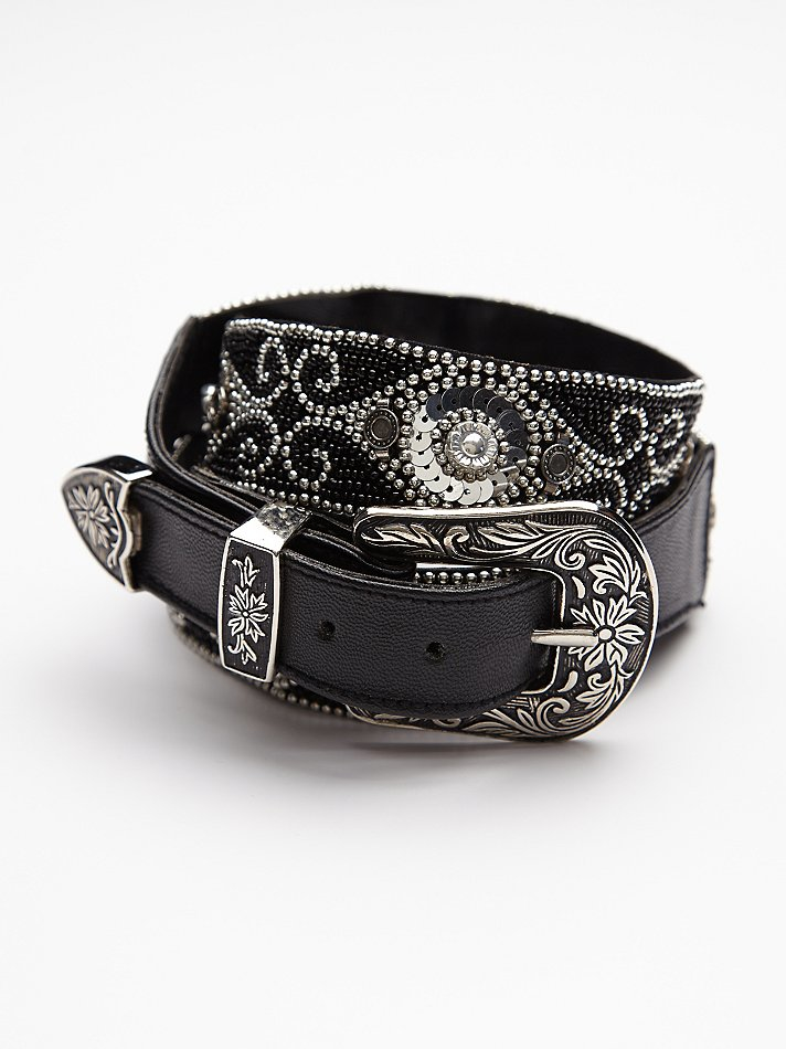 Lyst Free People Embellished Western Belt in Black