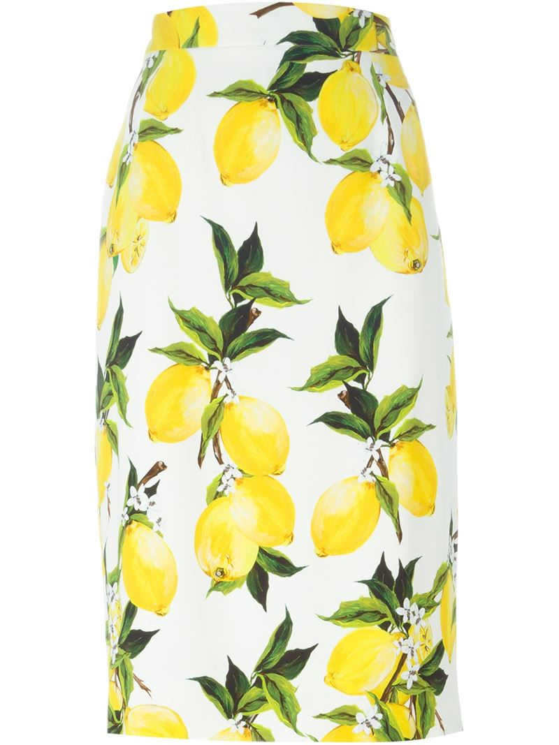Dolce & Gabbana Lemon Print Skirt - Lyst