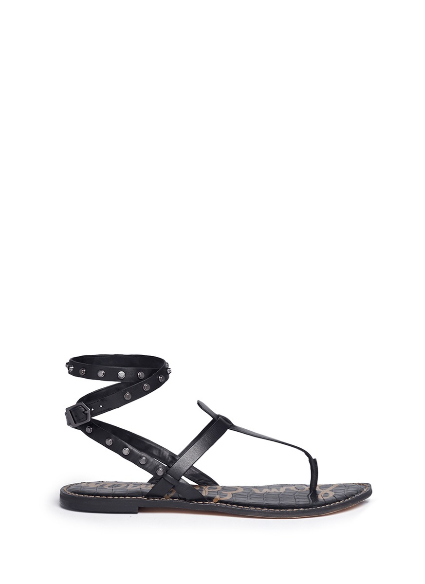 Lyst - Sam Edelman Gabriela Stud Strap Flat Sandals in Black