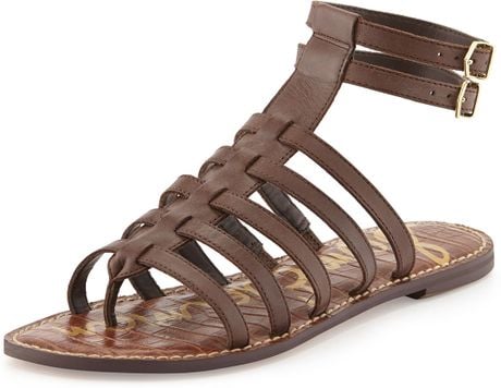 Sam Edelman Gilda Flat Leather Gladiator Sandal Dark Chocolate in Brown ...