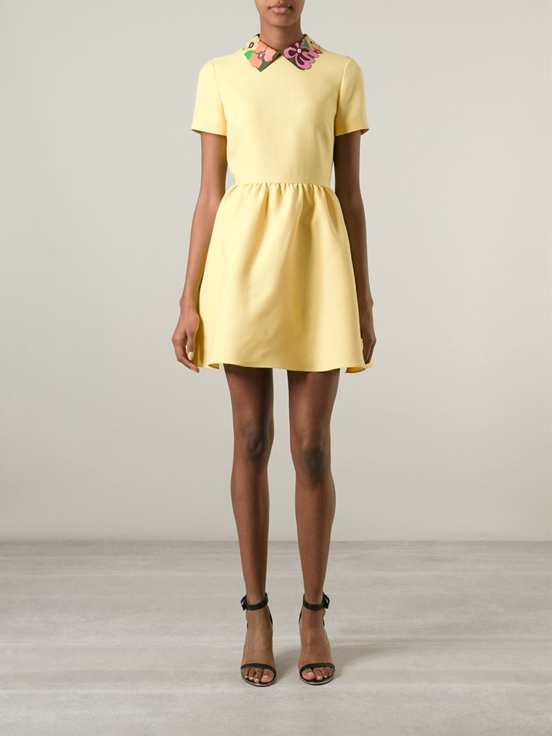 Lyst - Valentino Floral Collar Dress in Yellow