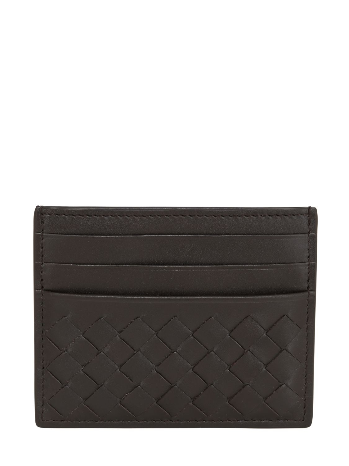 Lyst - Bottega Veneta Intrecciato Leather Card Holder in Brown for Men