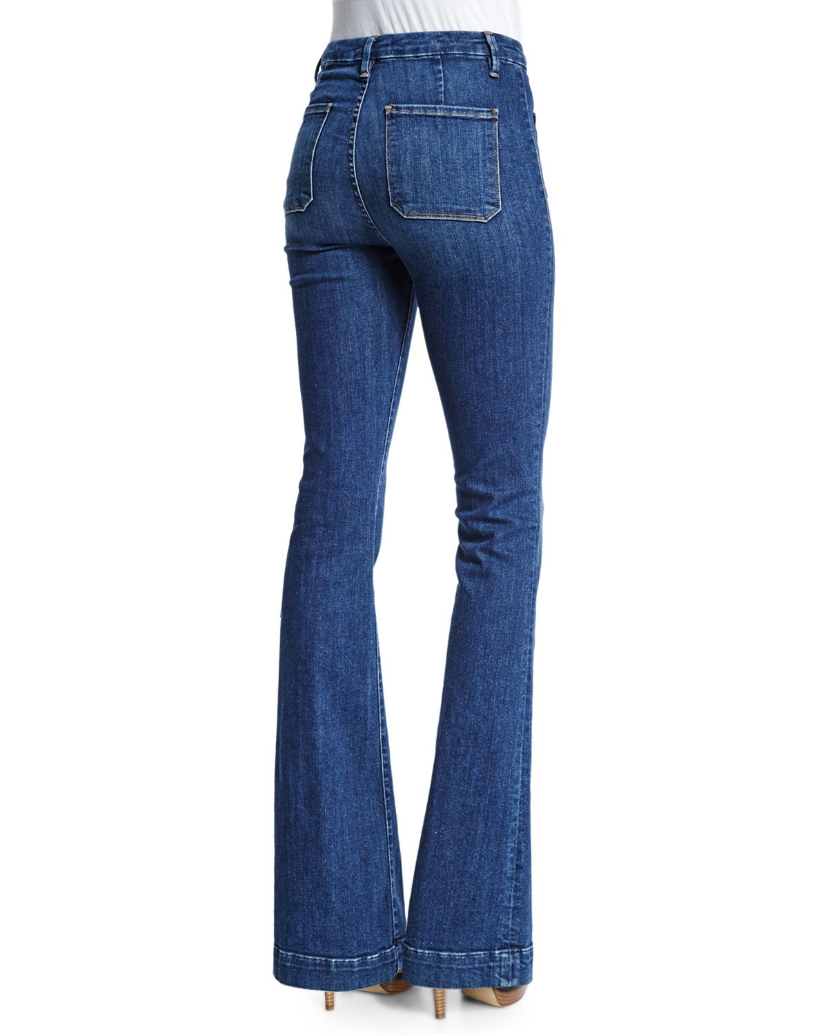 Lyst - Frame Le High Flare-leg Jeans in Blue