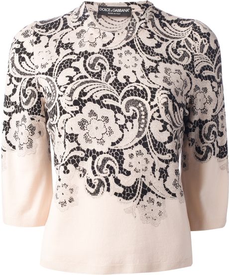 Dolce & Gabbana Floral Lace Sweater in Pink (pink & purple) | Lyst