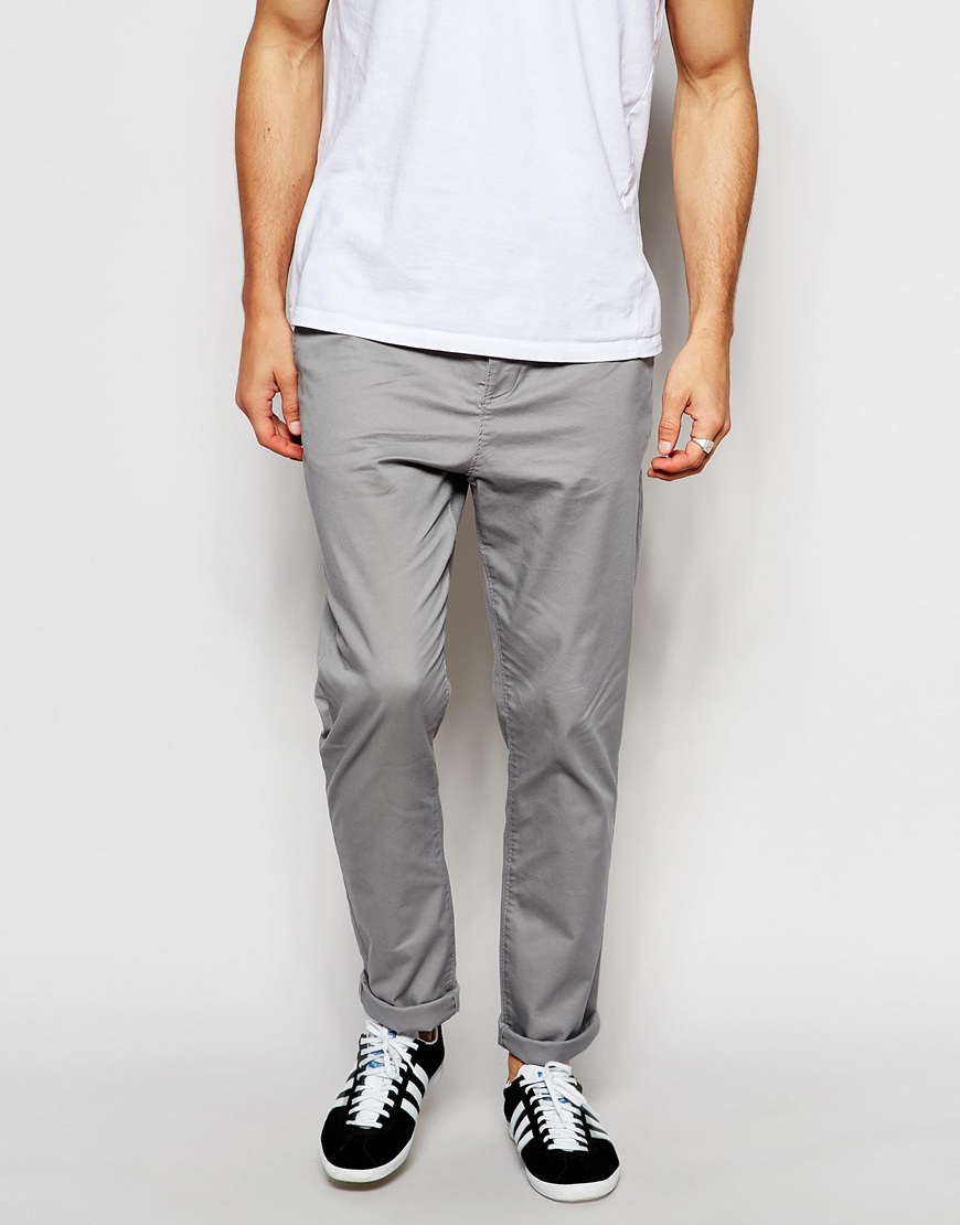 Lyst Asos Tapered Chinos In Light Grey In Gray For Men 9680