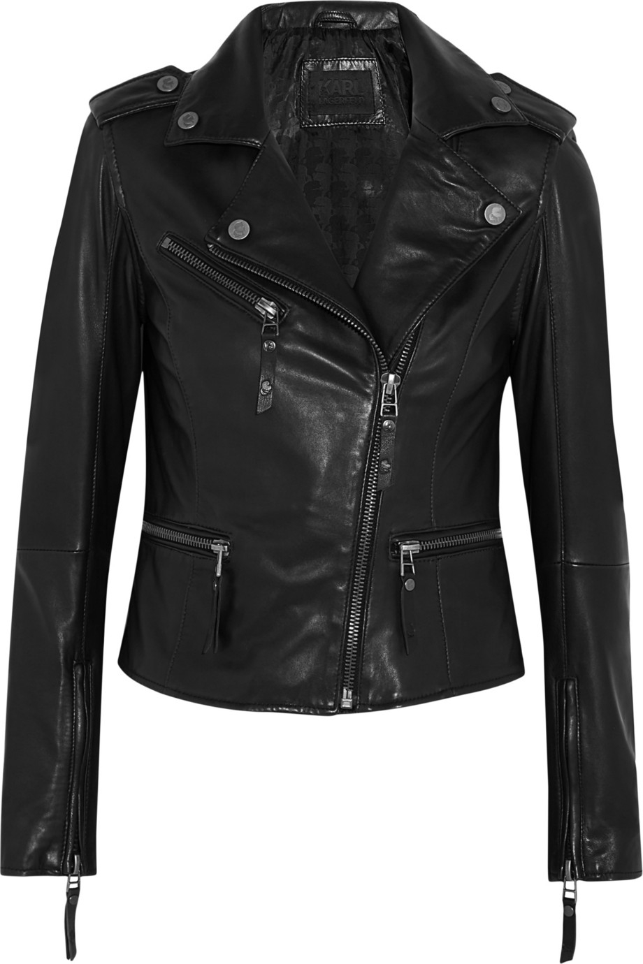 Karl Lagerfeld Odina Leather Biker Jacket in Black - Lyst