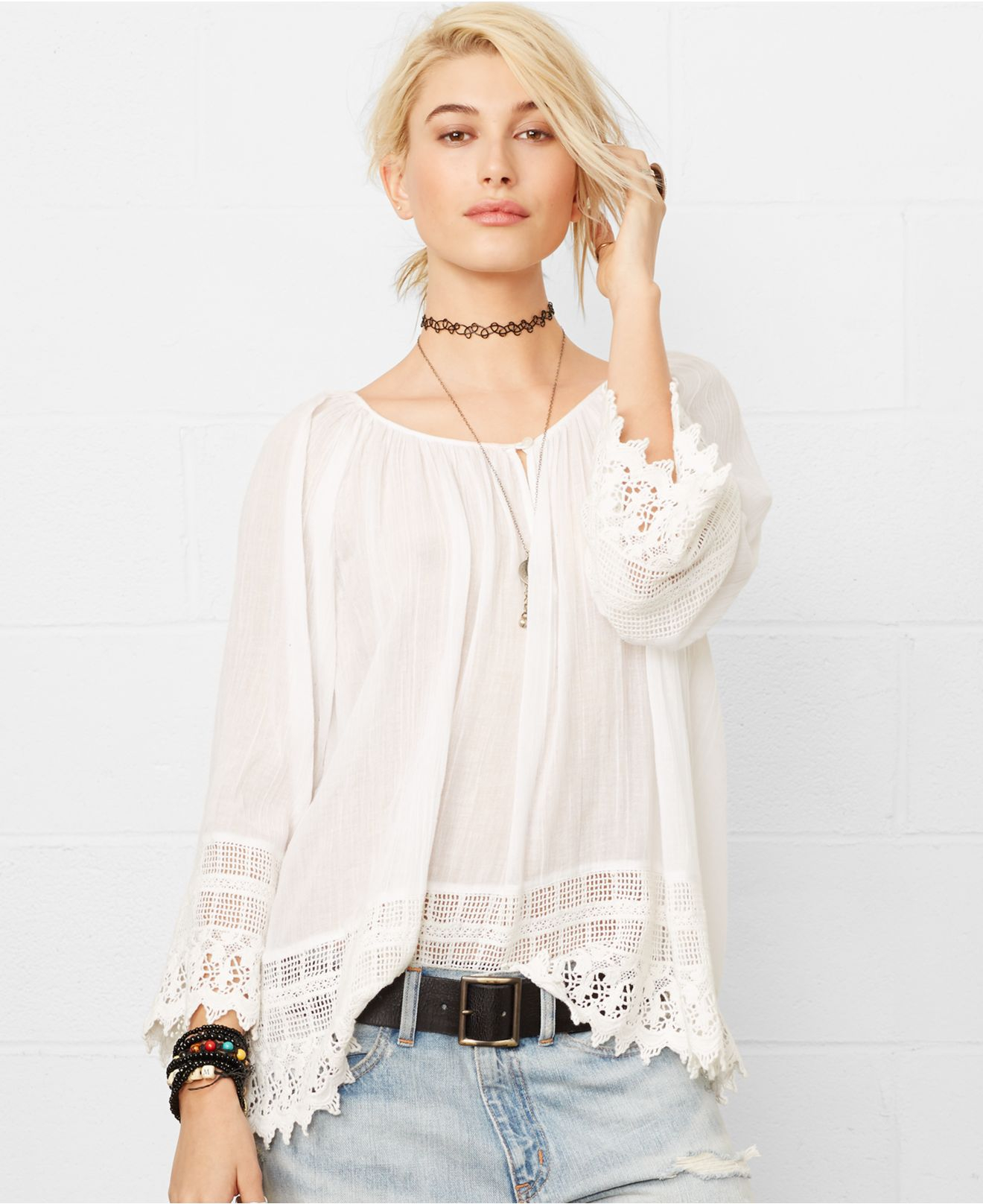 ralph lauren white lace top