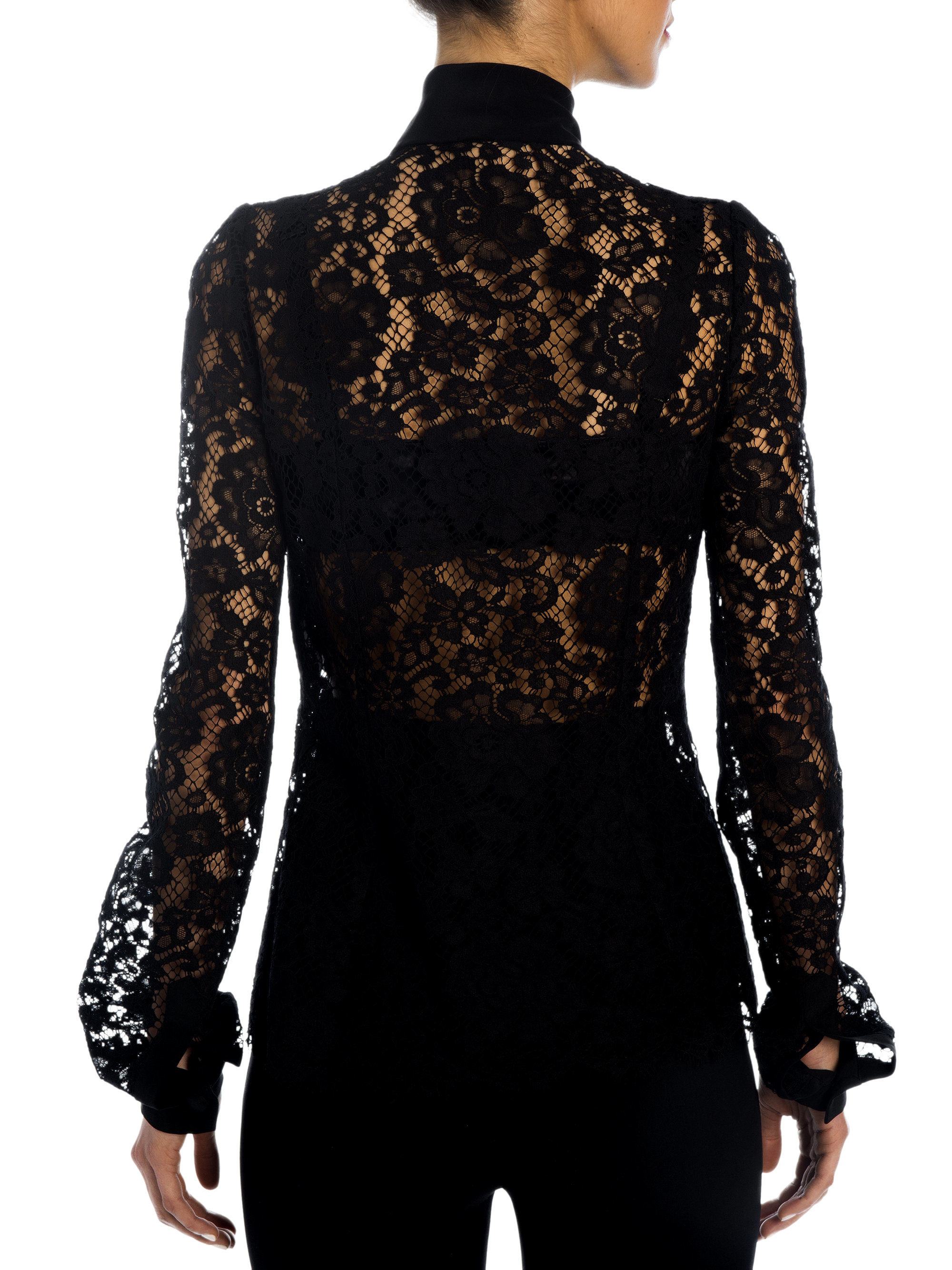 Lyst - Dolce & Gabbana Lace Tie-neck Blouse in Black