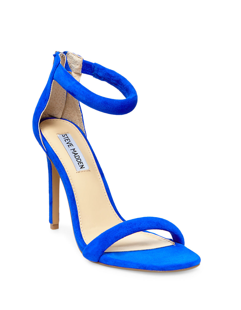 Steve madden Fancci Suede T-back Sandal Heels in Blue (Blue Suede) | Lyst