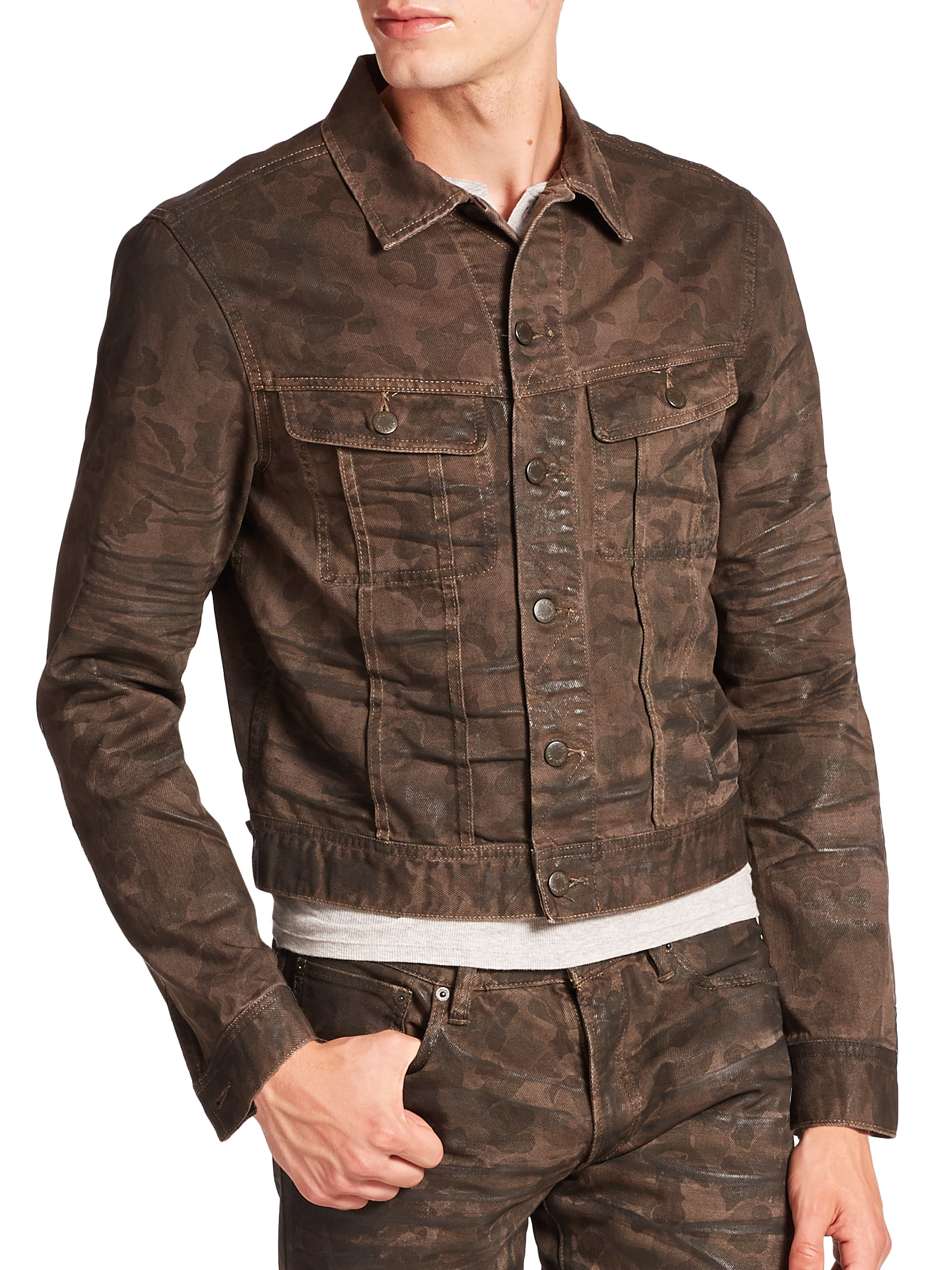 Polo ralph lauren Camouflage Denim Trucker Jacket in Brown for Men