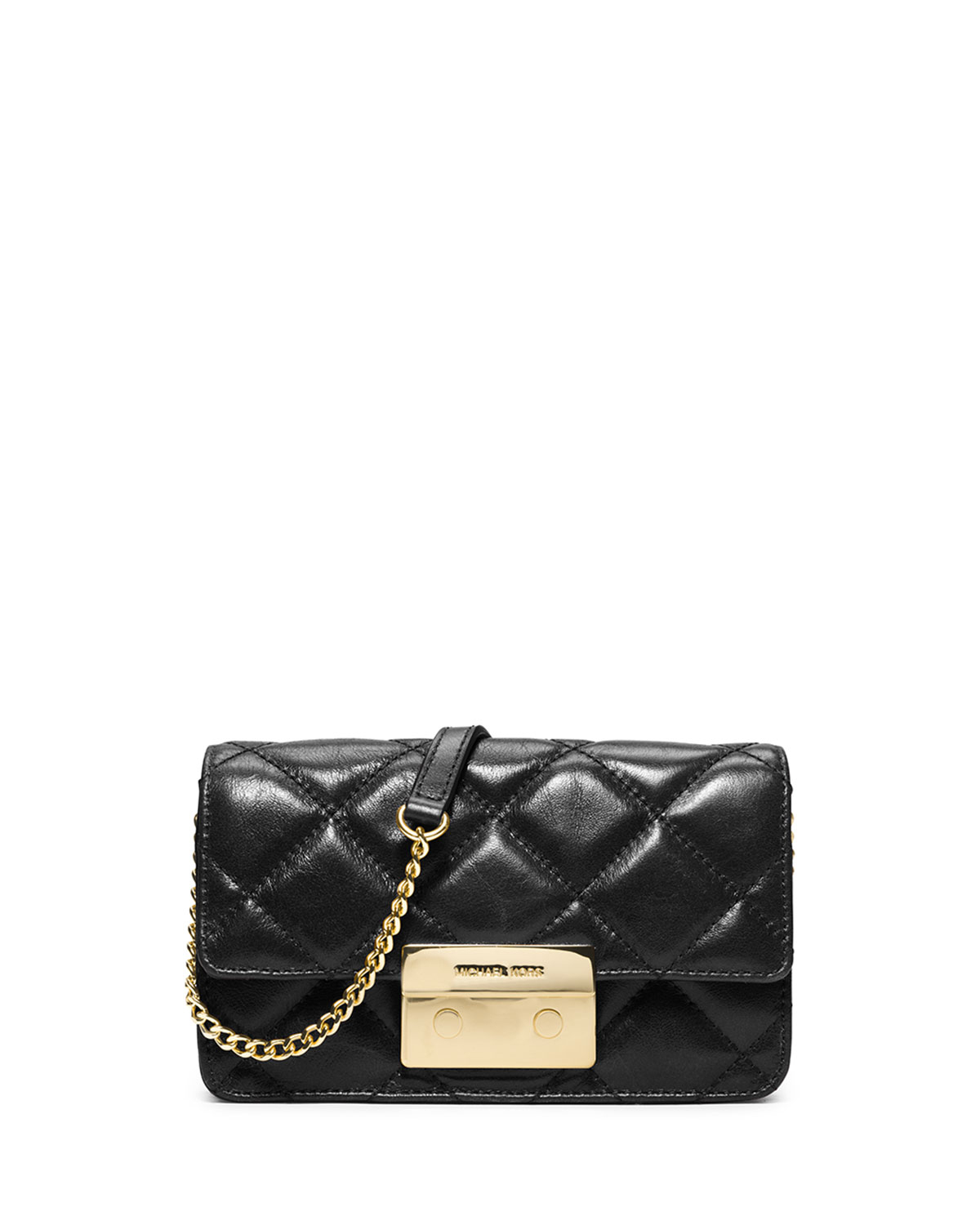 Michael michael kors Sloan Quilted Chain Crossbody Bag in Black | Lyst