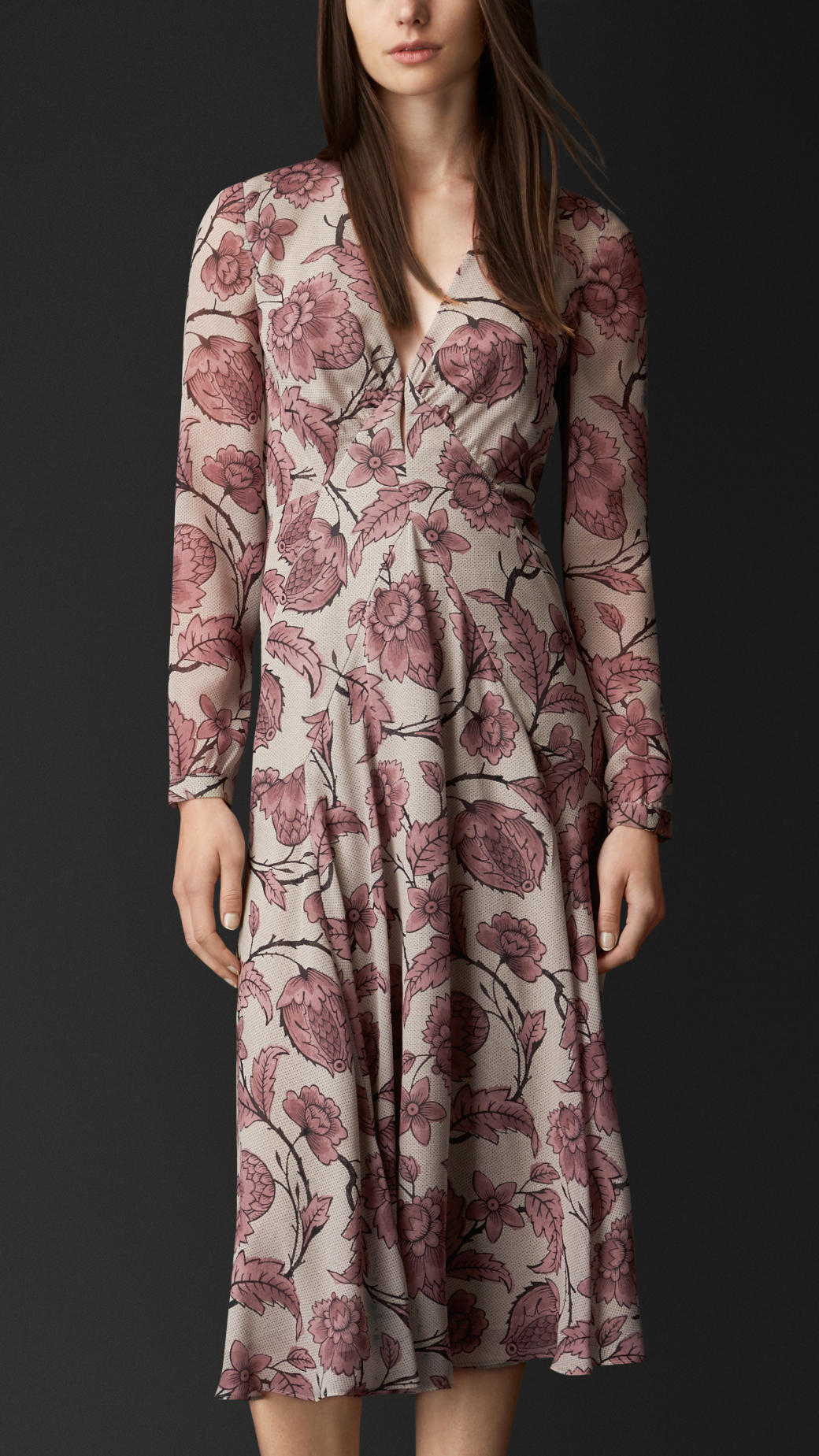 Lyst Burberry Floral  Print Layered Silk Dress