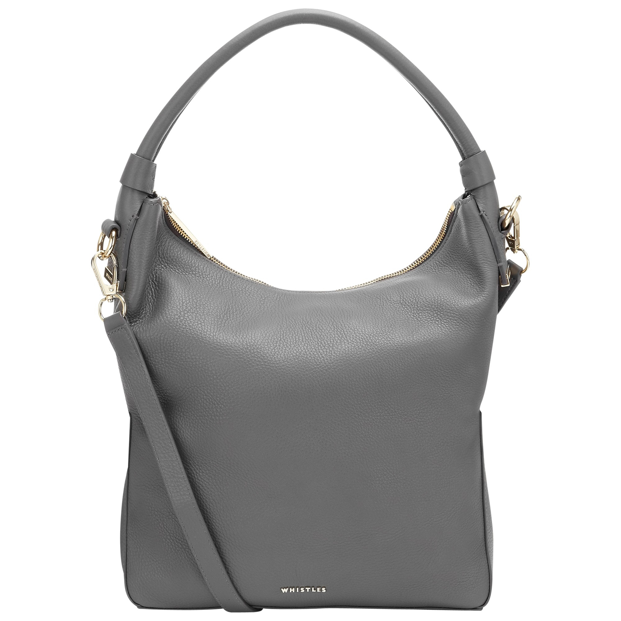 Whistles Belgrave Leather Hobo In Gray Lyst Gallery