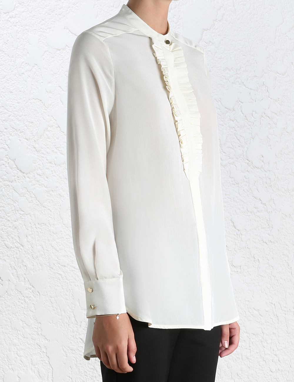 Zimmermann Silk Tuxedo Shirt in White - Lyst