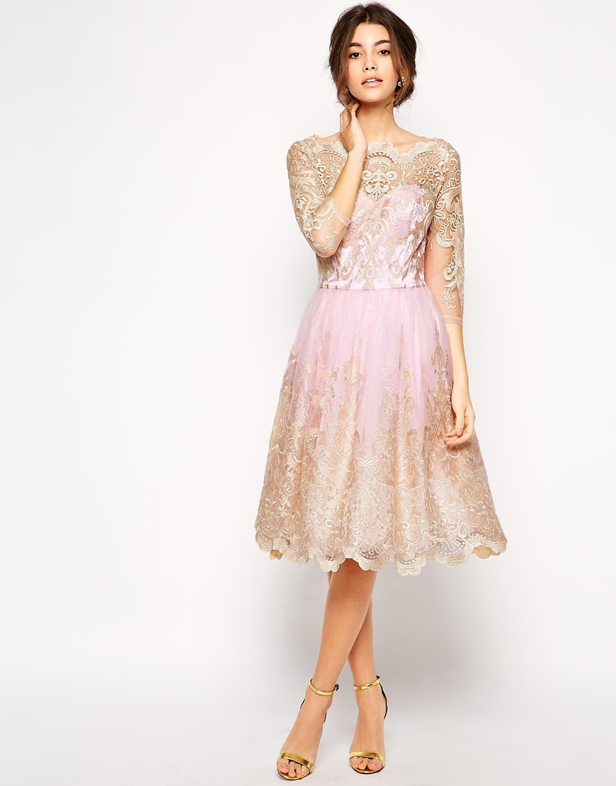 Lyst Chi  chi  london Premium Metallic Lace Prom  Dress  