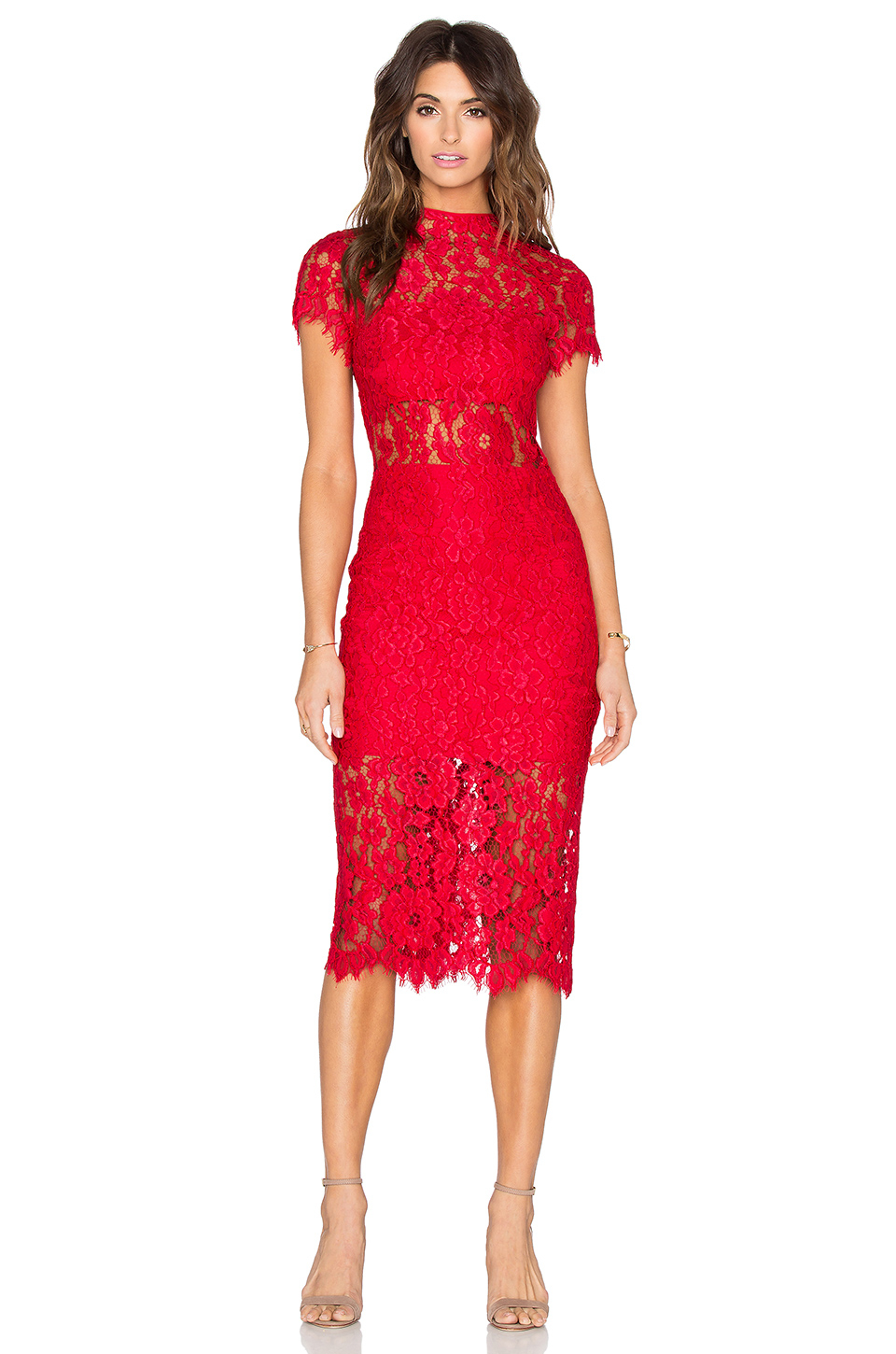 Lyst - Alexis Leona Lace Dress in Red