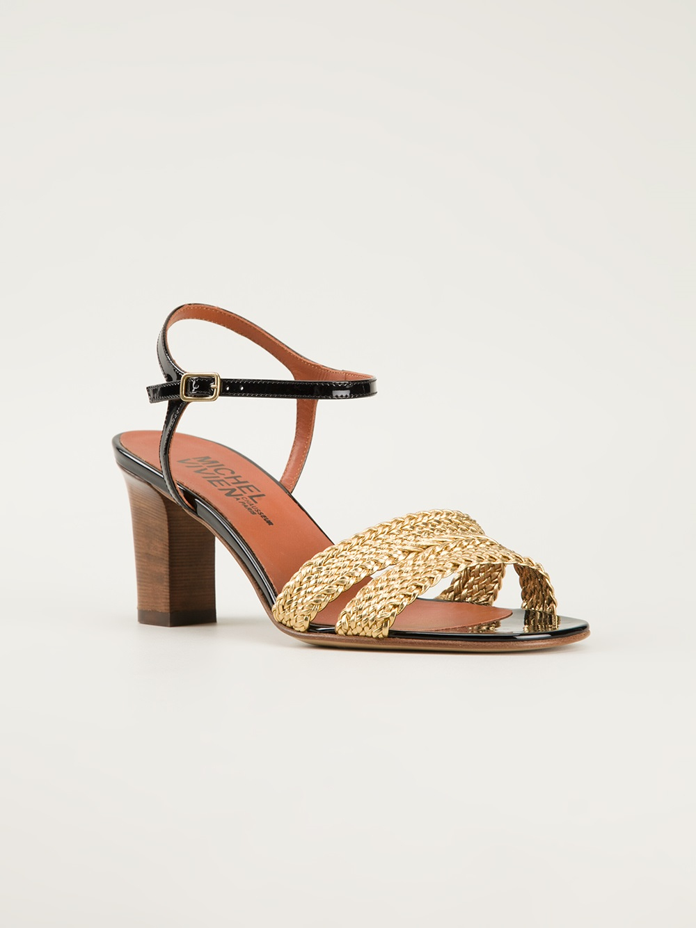 Michel Vivien Chunky Heel Sandals in Gold (metallic) | Lyst