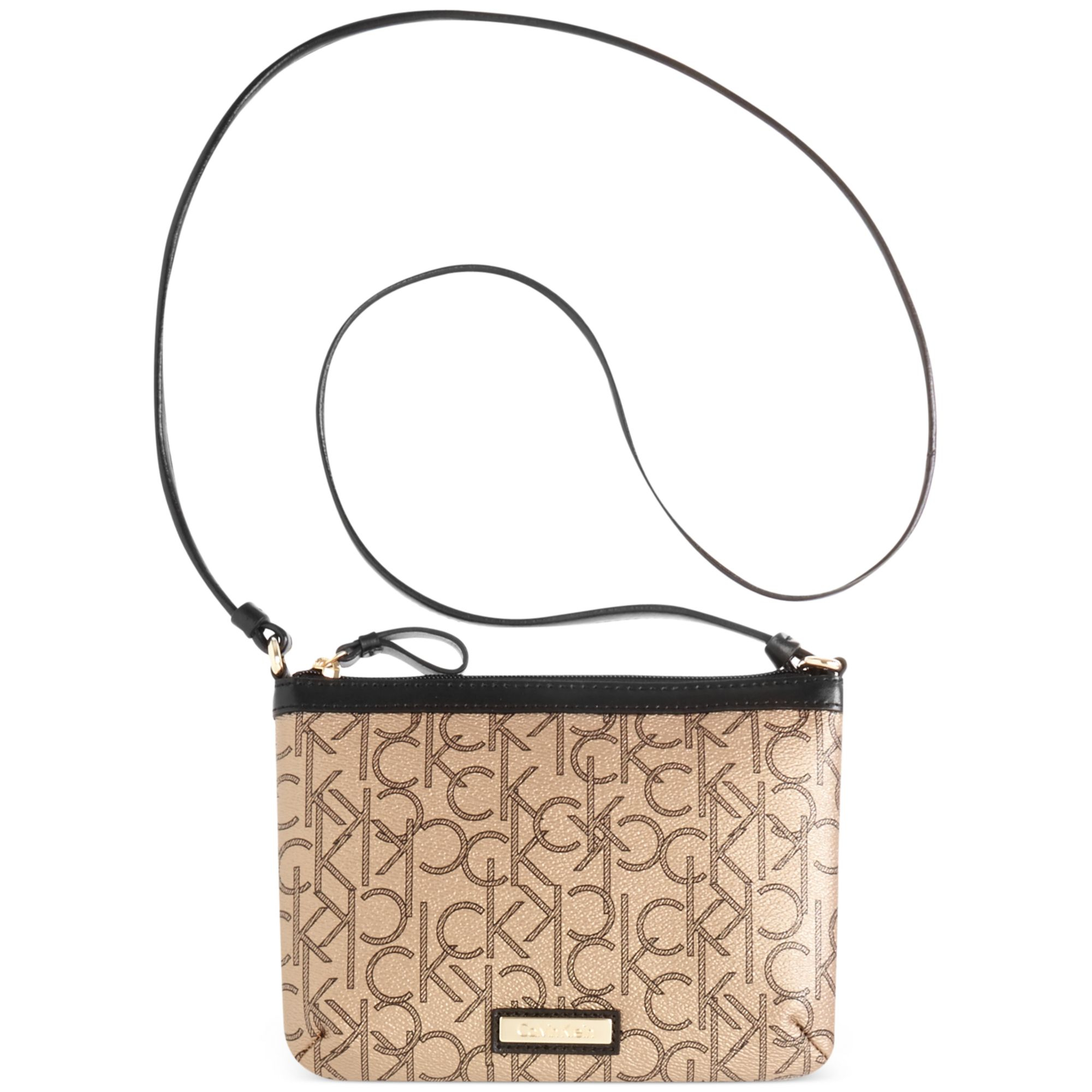 Calvin klein Key Items Ck Monogram Crossbody in Brown | Lyst