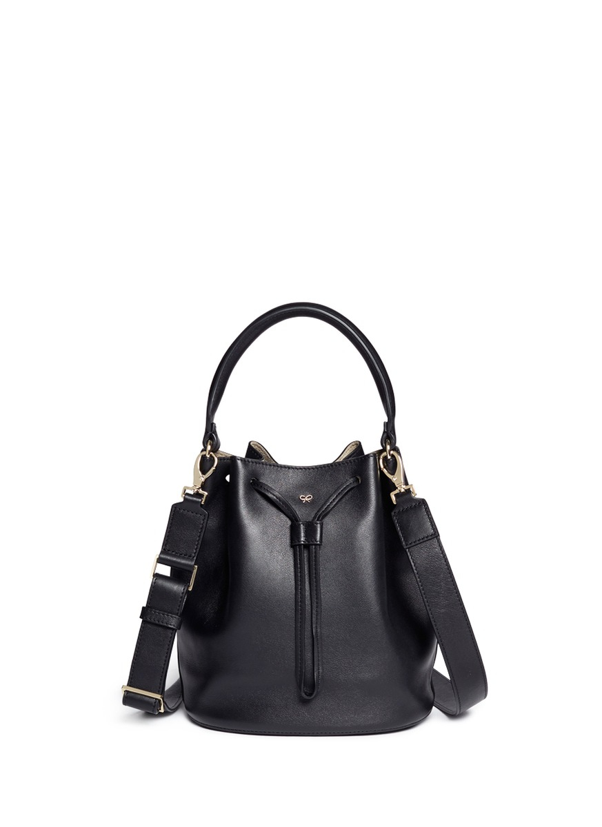 Lyst - Anya Hindmarch 'vaughan' Leather Drawstring Bucket Bag in Black