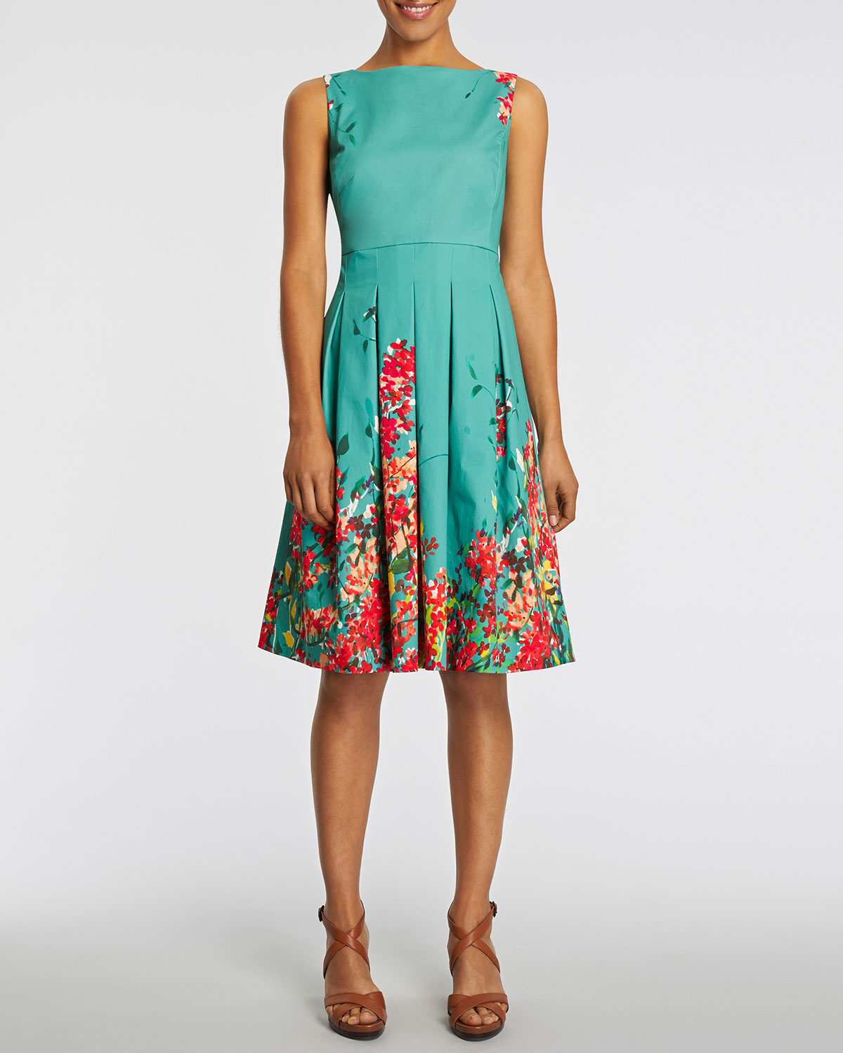 Lyst Lafayette 148 New York Zoe Floralprint Pleated Dress in Blue