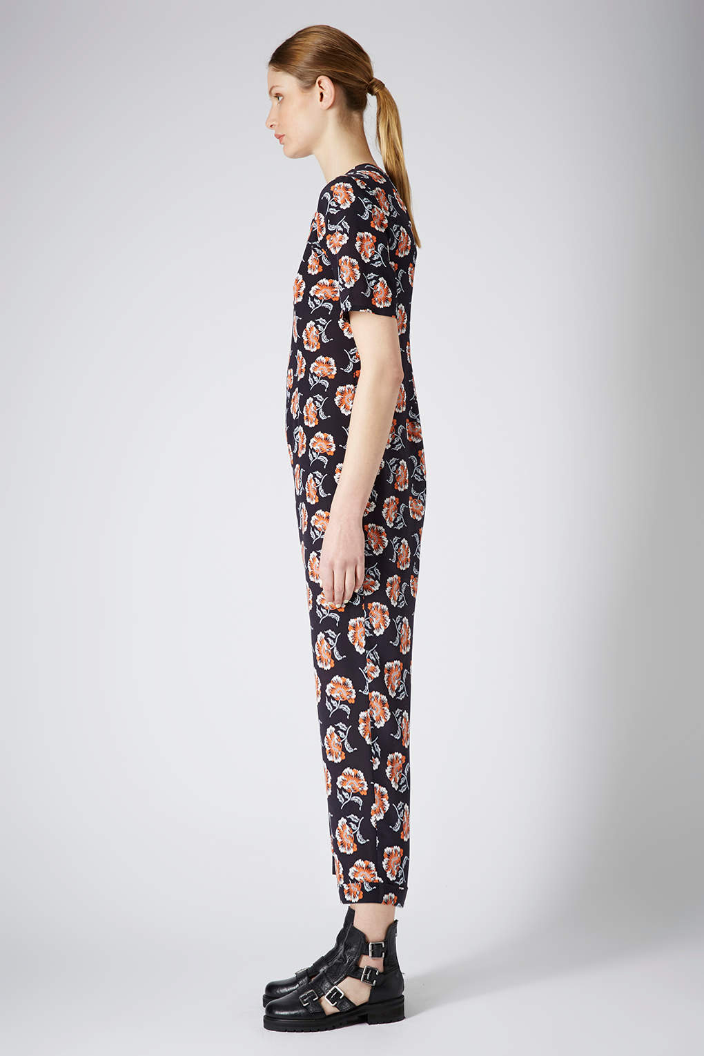 navy floral jumpsuit