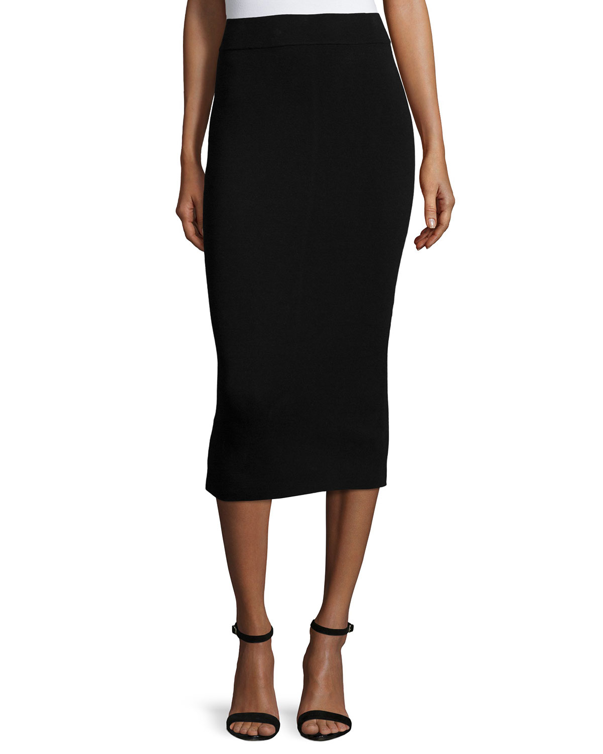 Lyst Milly Fitted Midi Pencil Skirt In Black 7412