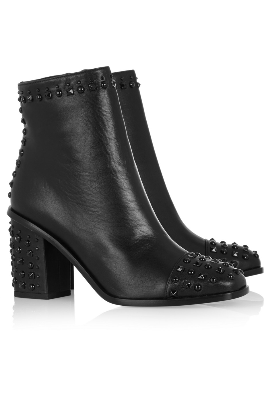 Lyst - Alexander McQueen Studded Leather Ankle Boots in Black