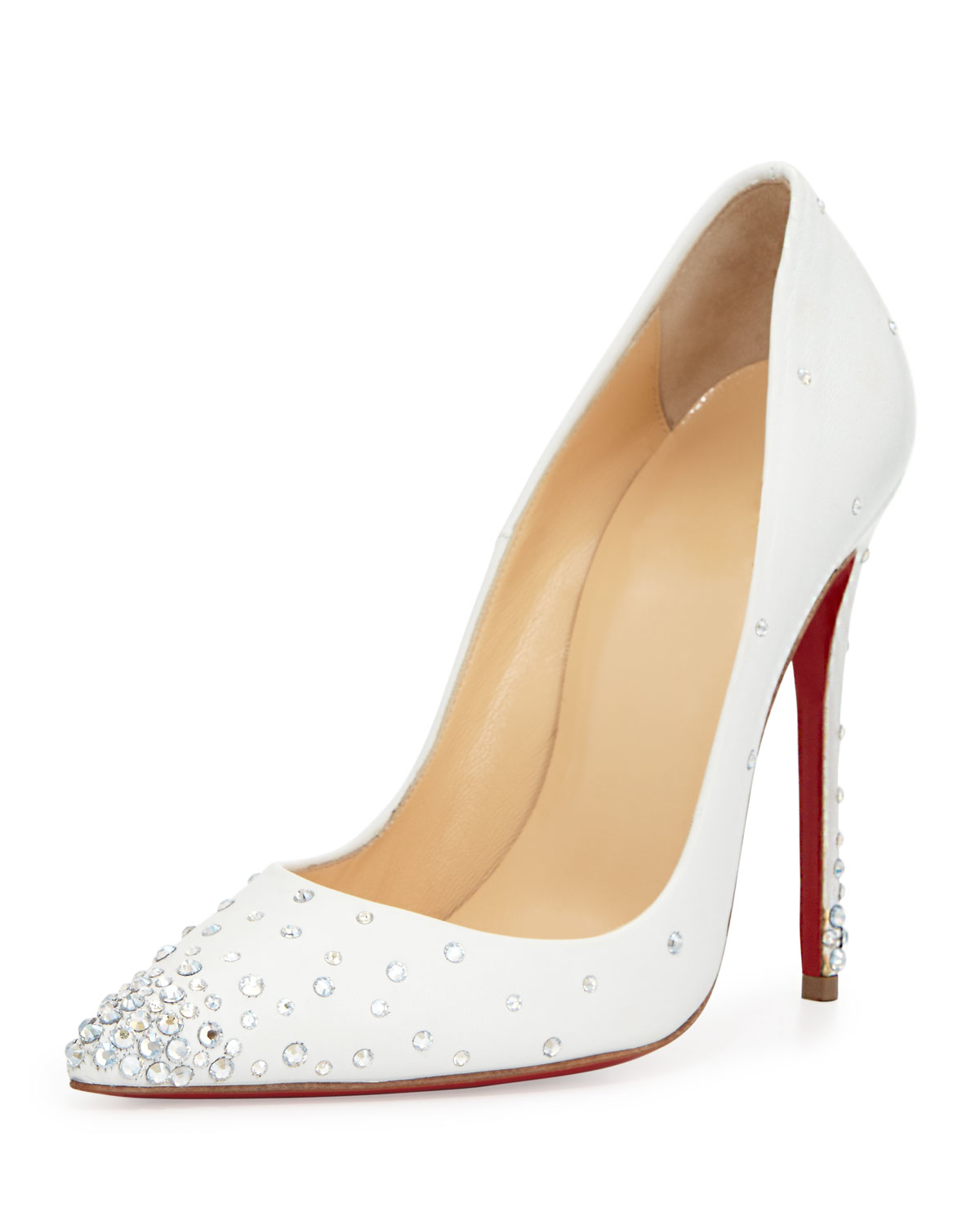 christian louboutin sneakers for men - Christian louboutin Degrastrass Embellished-Leather Pumps in White ...