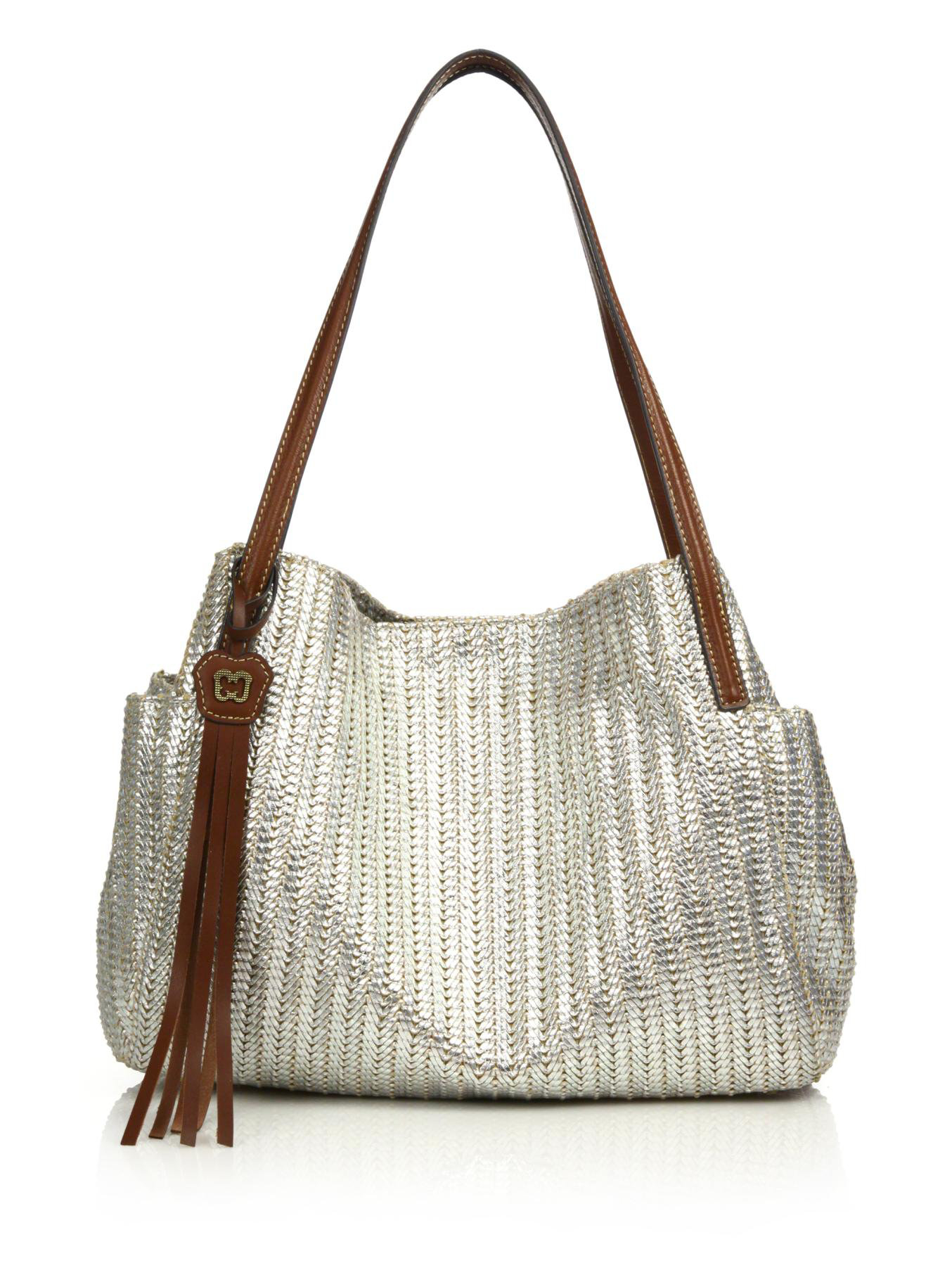 Eric javits Aura Woven Shoulder Bag in Metallic | Lyst