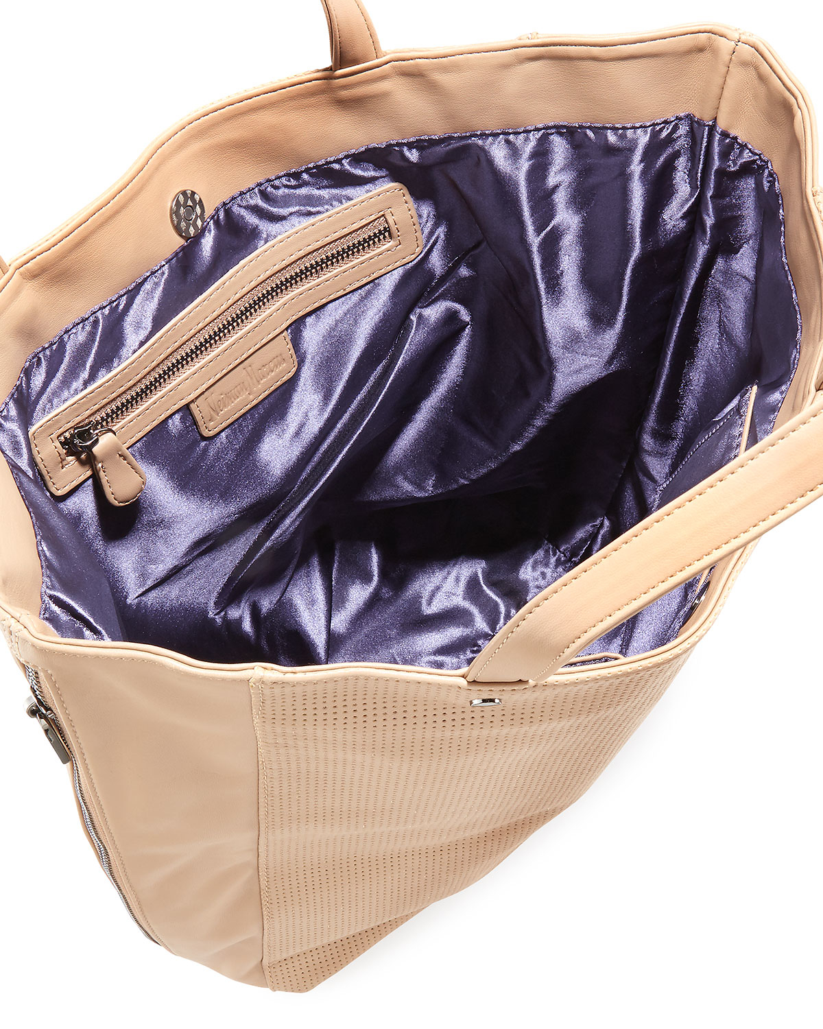Neiman marcus Perforated Side-zip Tote Bag in Natural | Lyst
