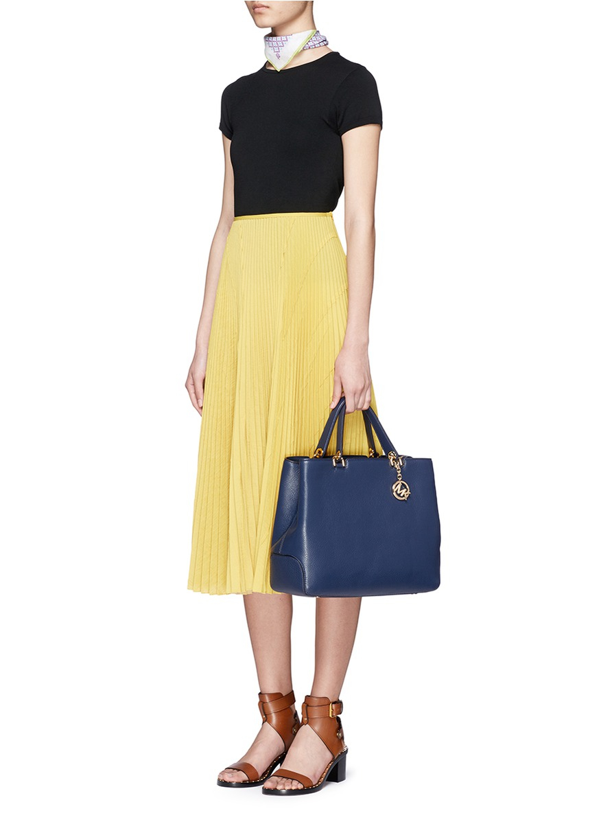 Michael kors u0026#39;anabelleu0026#39; Large Leather Top Zip Tote in Blue ...