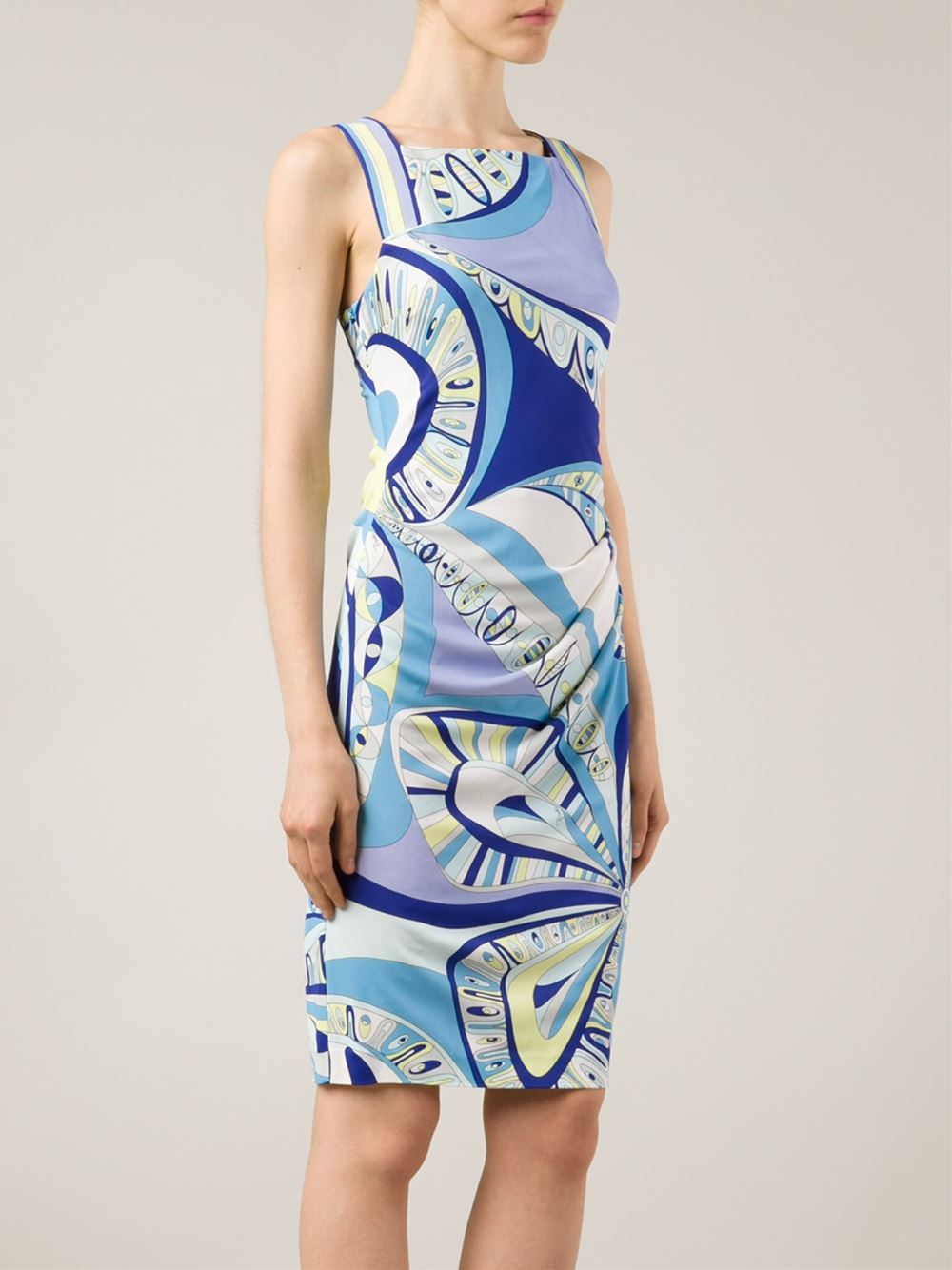 Lyst - Emilio Pucci Psychedelic Print Fitted Dress in Blue