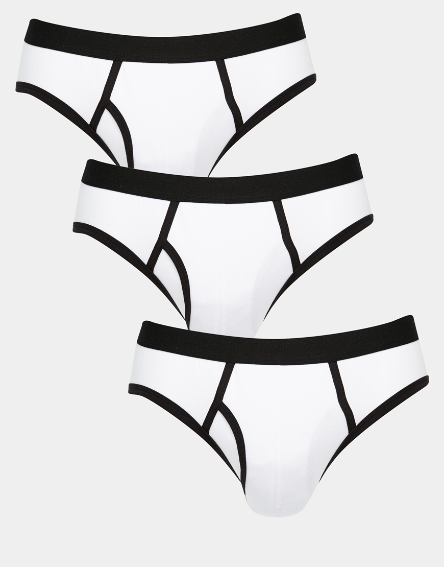 Lyst Asos 3 Pack Briefs With Contrast Trim Save 20 in White for Men