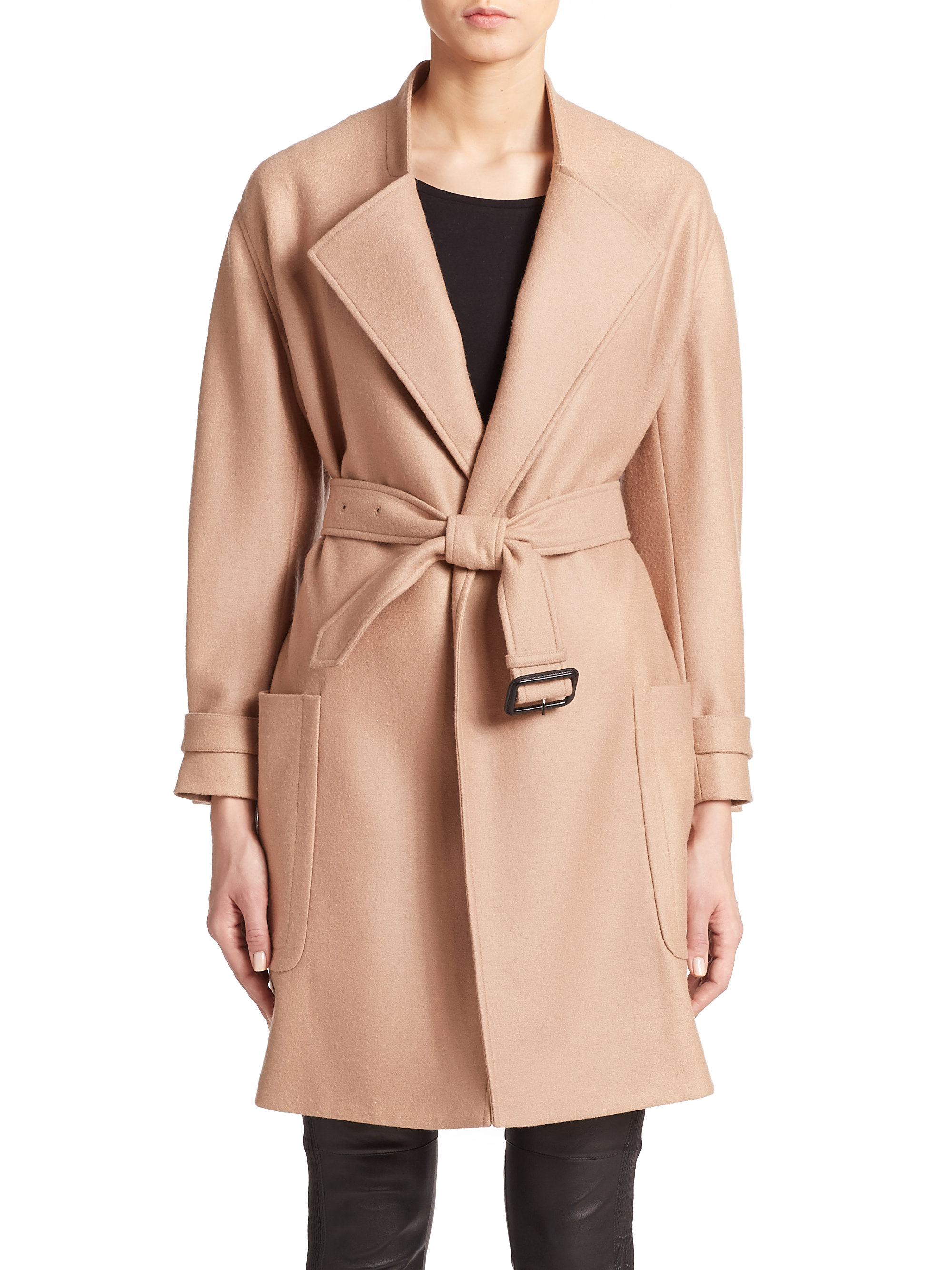 Burberry london Heronsby Wool/cashmere Wrap Coat in Beige (camel) | Lyst
