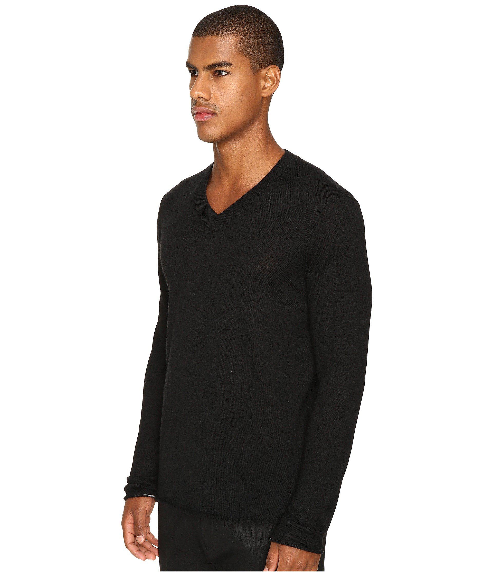 mens black cashmere v neck sweater