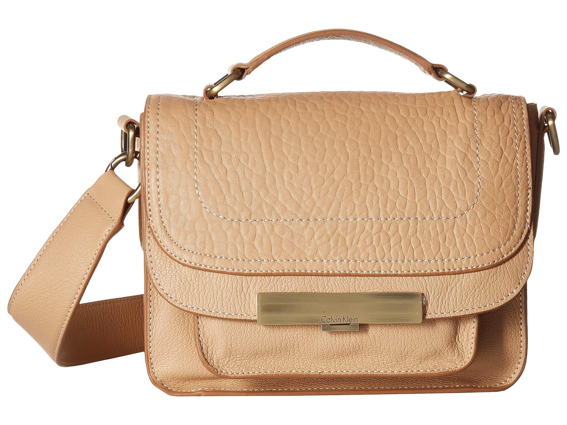 Lyst - Calvin Klein Wendy Goat Leather Small Crossbody in Natural