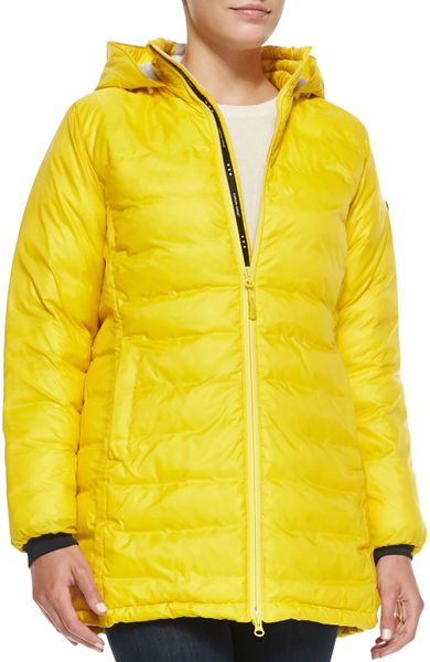 Canada Goose Camp Hooded Mid-Length Puffer Coat in Yellow (SUMMER LIGHT ...
