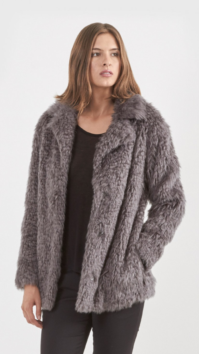 Lyst - Vanessa Bruno Darling Vegan Fur Coat in Gray