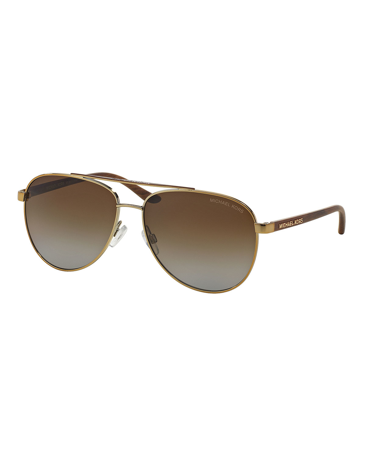 michael kors brown wood gradient polarized aviator sunglasses brown product 0 436492299 normal