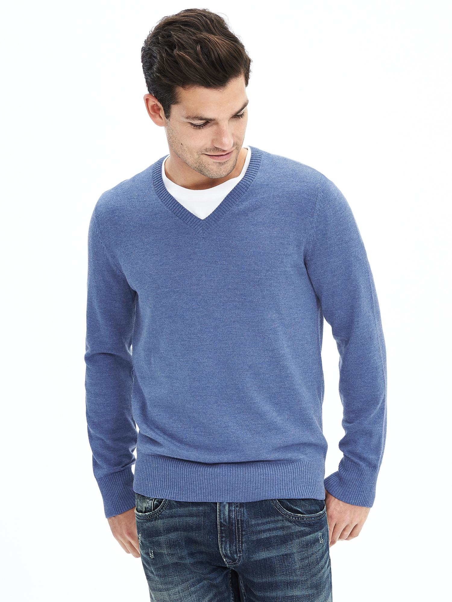 Banana Republic | Blue Extra-fine Merino Wool Vee Sweater Pullover for ...