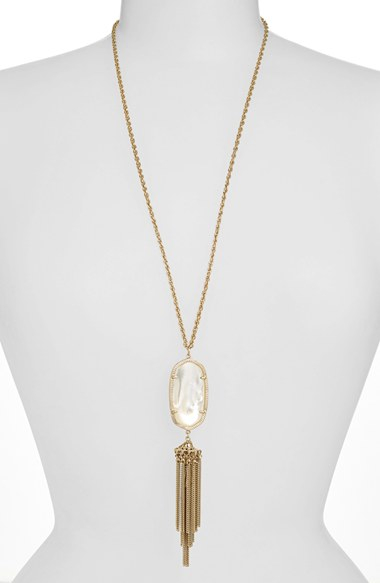 Kendra scott 'rayne' Stone Tassel Pendant Necklace in White | Lyst