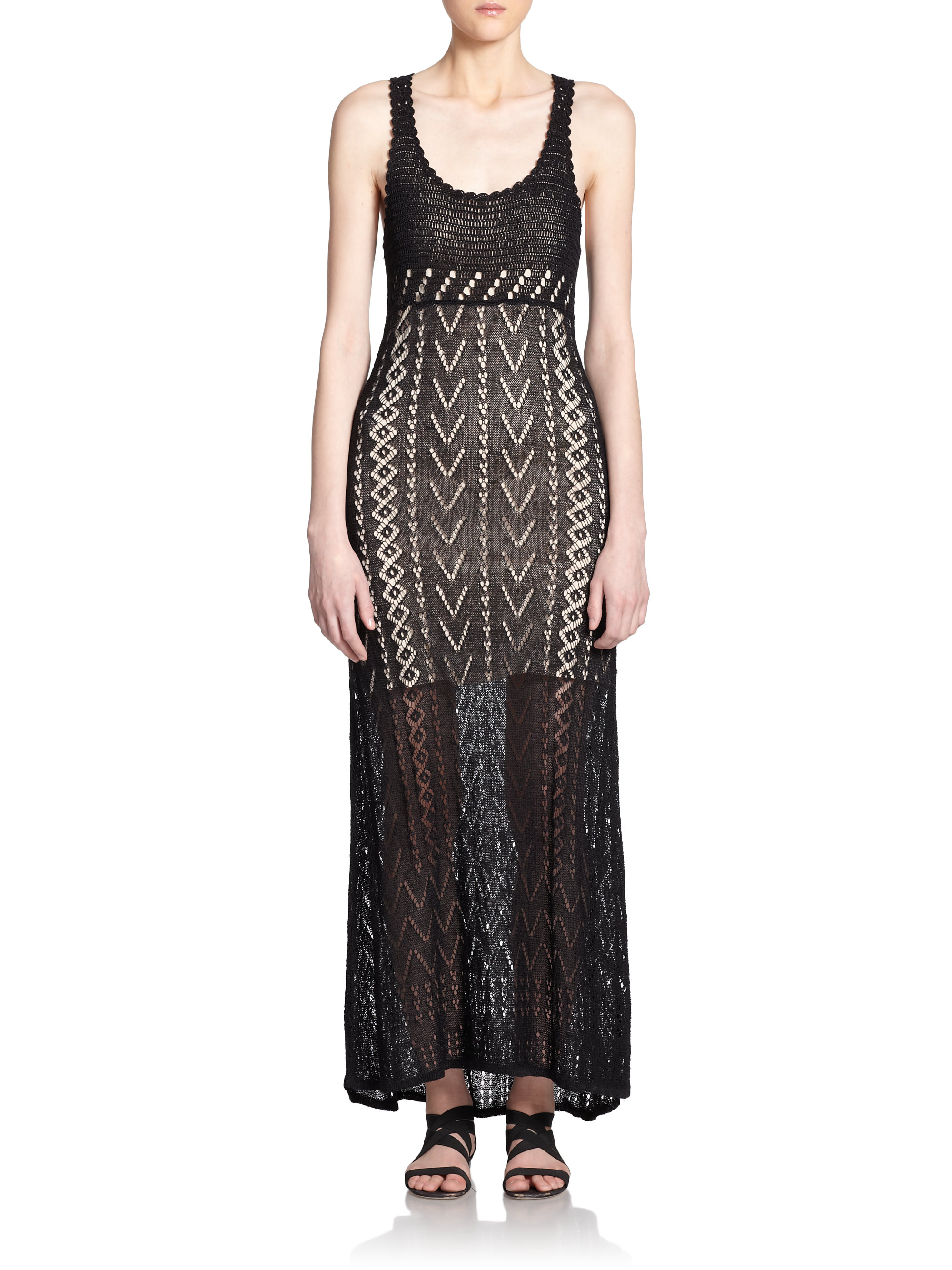 Lyst Alice Olivia Lyra Crochet Maxi Dress In Black Gallery