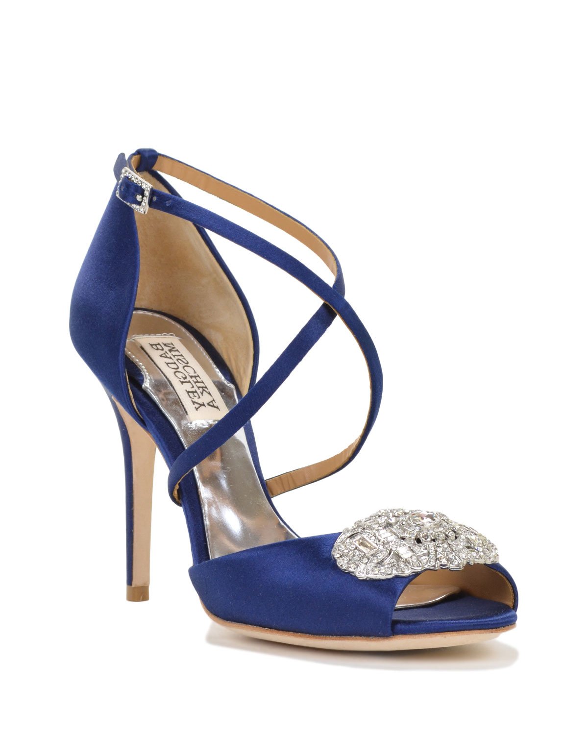 Badgley Mischka | Blue Sari Strappy Satin Evening Shoe | Lyst