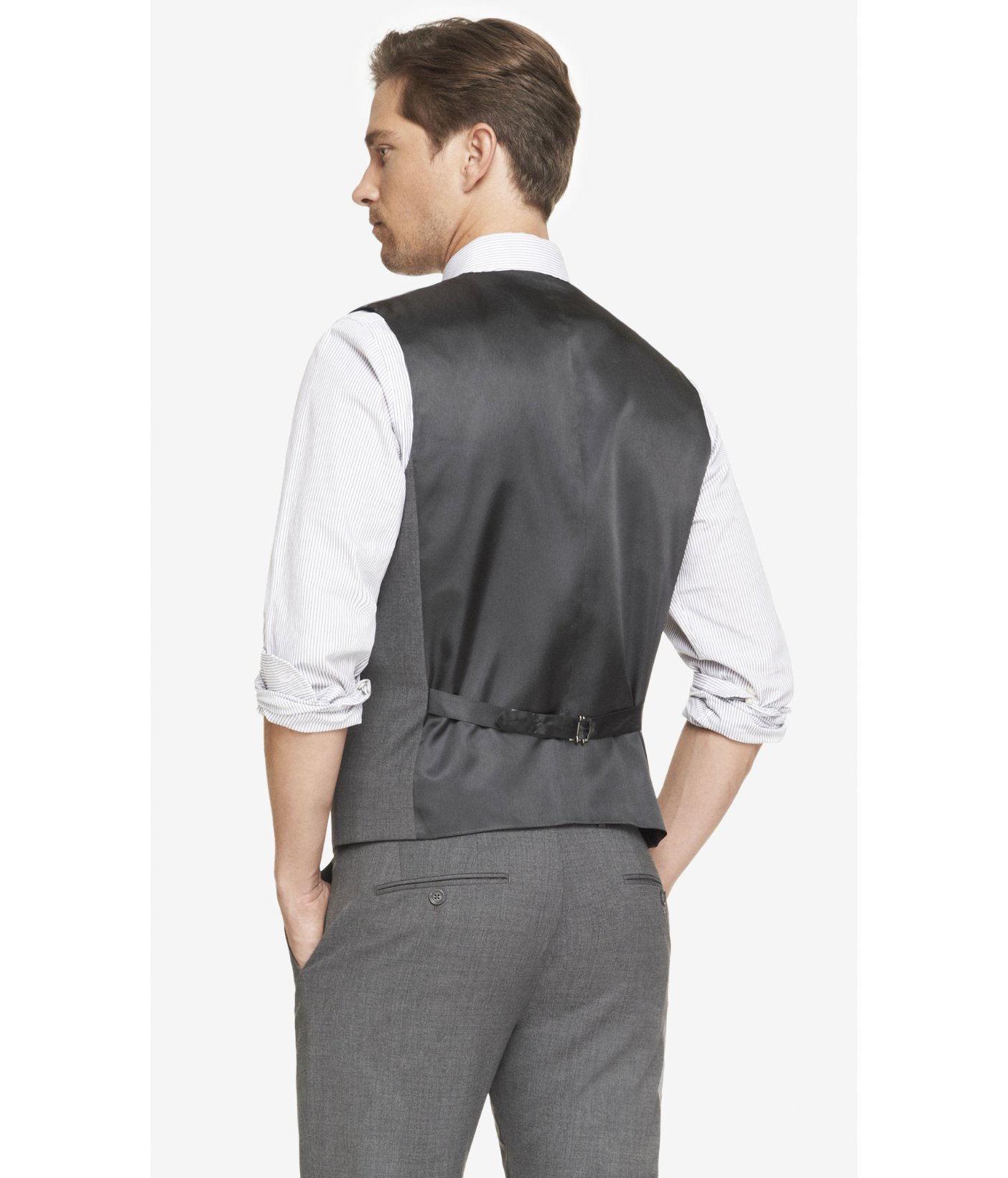 Express Stretch Wool Suit Vest in Gray for Men Lyst