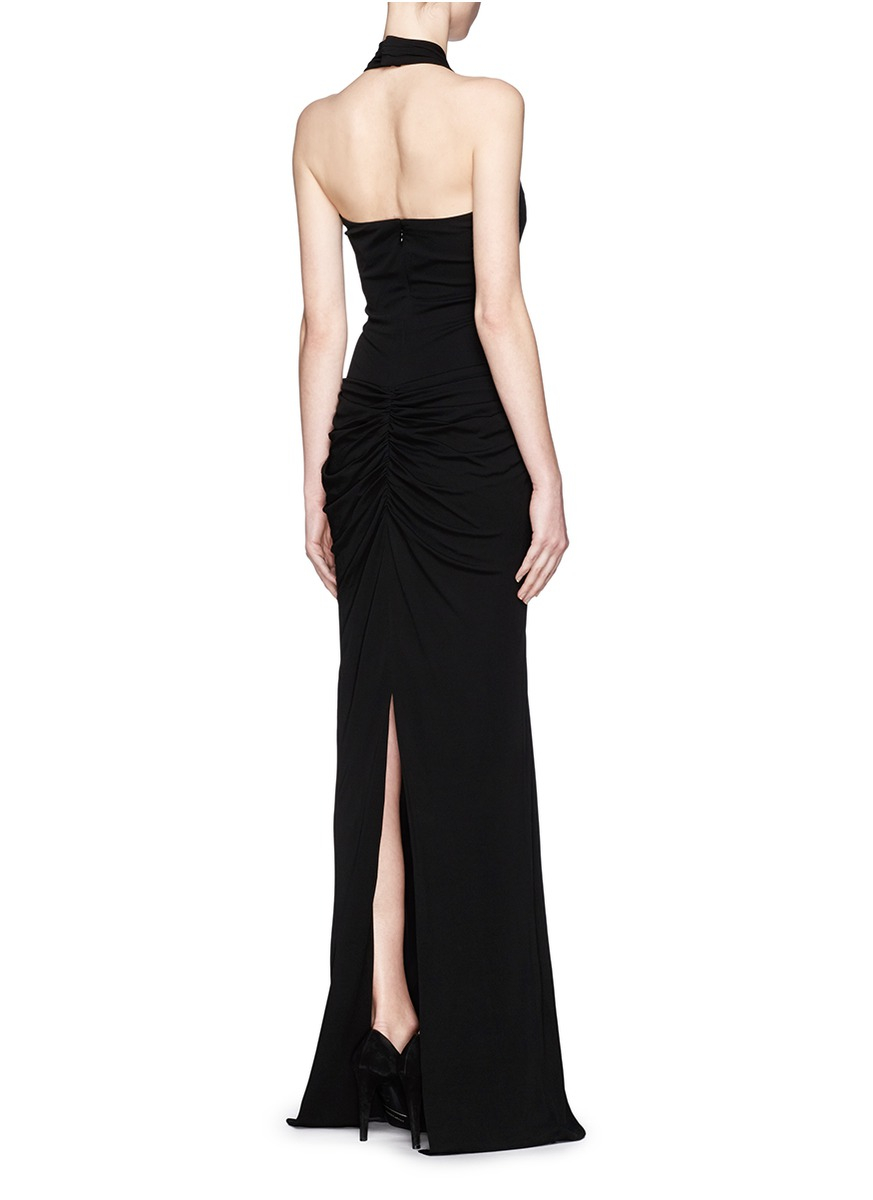 Lyst - Alexander Mcqueen Embellished Jersey Gown in Black