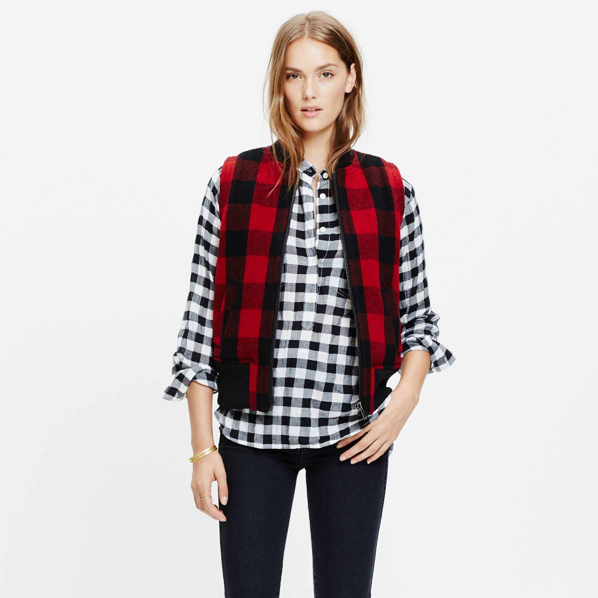 buffalo check sweater coat madewell